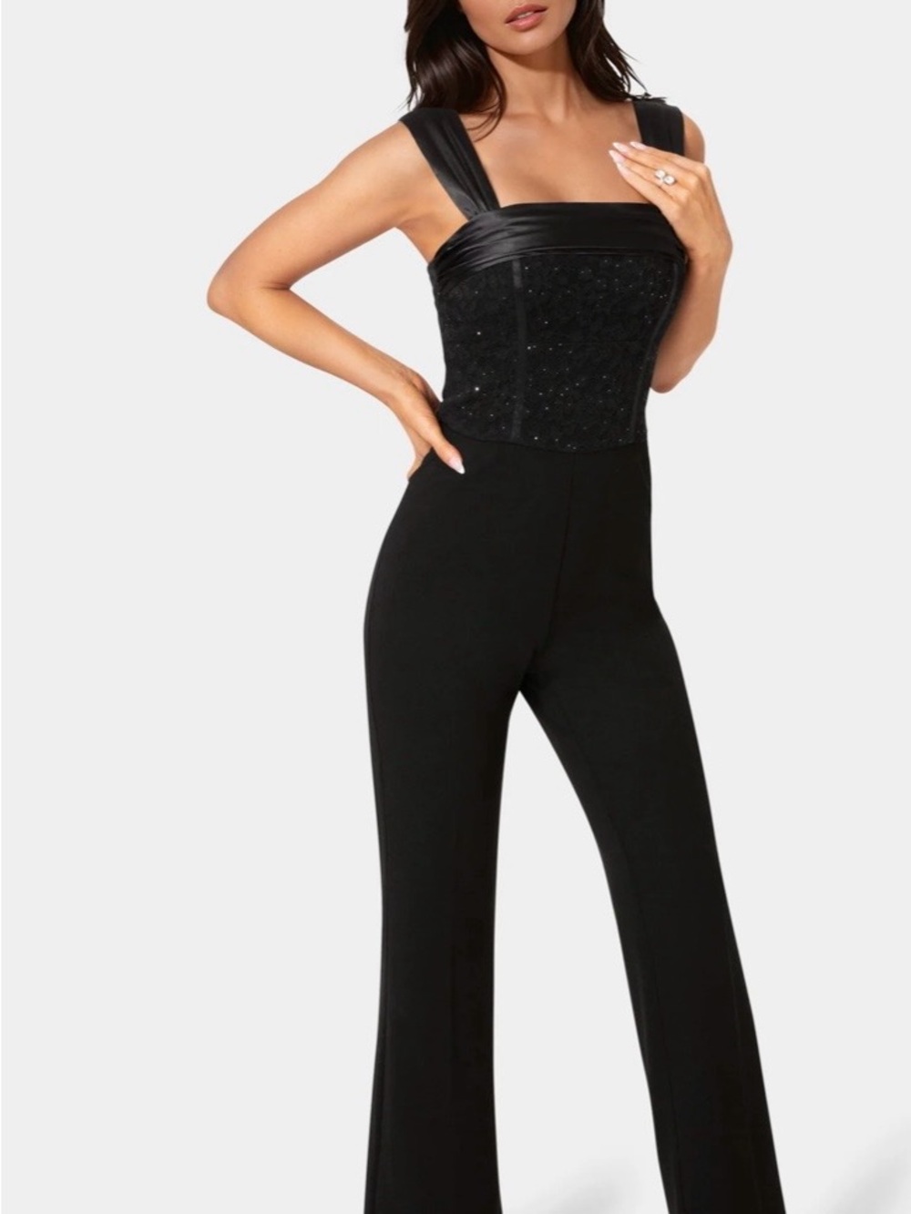 Black Embellished Strap Jumpsuit